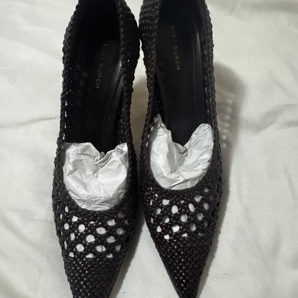 Tory Burch Black Woven Heels
